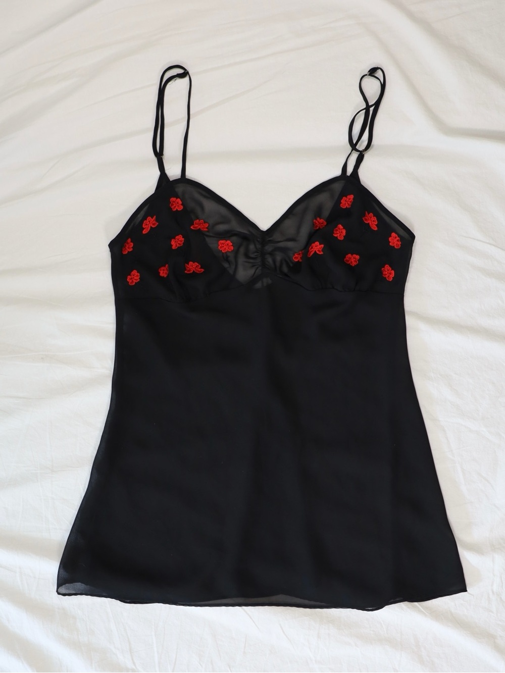 La Vie En Rose Slip Chemise with Embroidery | Black